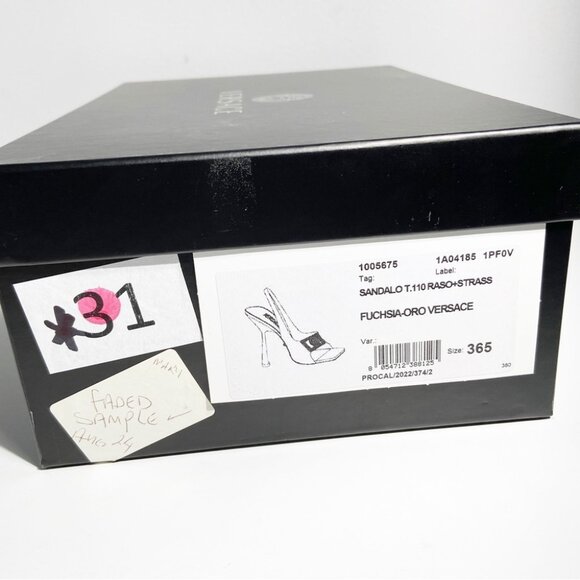 NWT Versace Crystal Medusa Square Toe Slingback High Heel Sandals size 36.5 - Picture 10 of 10